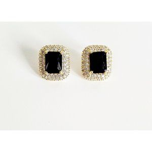 18k Plated Black Vintage Rhinestone Luxury Stud Earrings